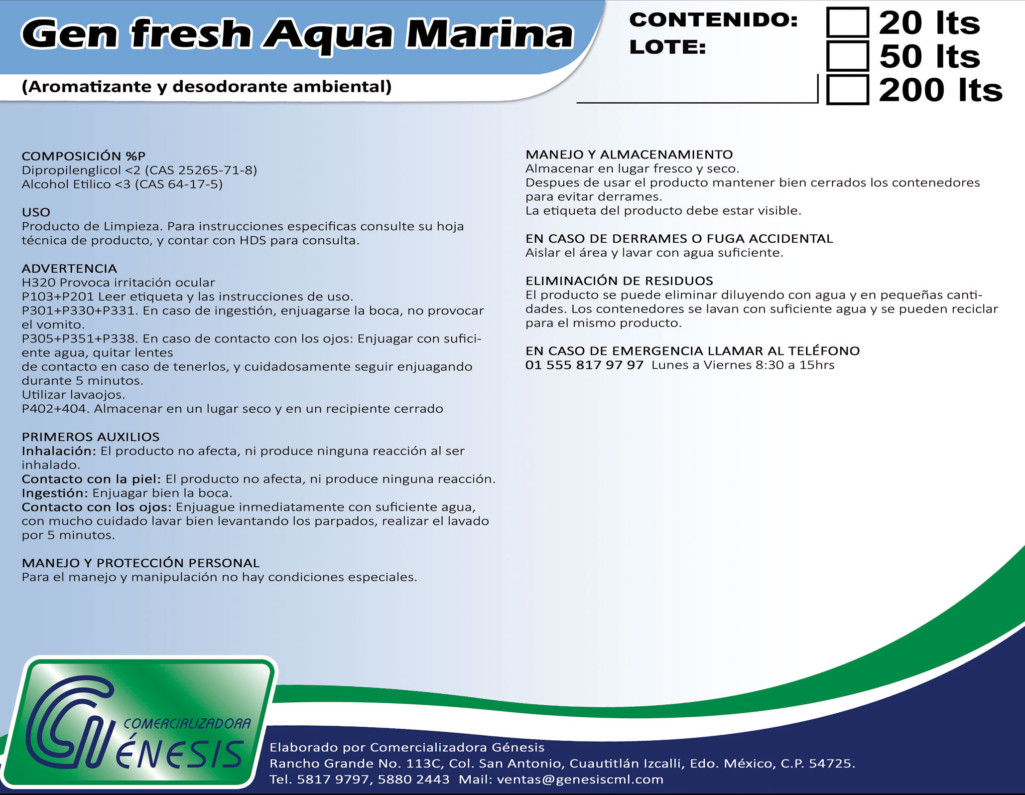 Gen fresh Aqua Marina Gen fresh Aqua Marina